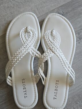 Talbots Cream Braided Thong Sandals